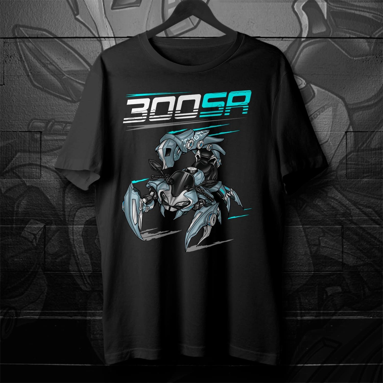 CFMoto 300SR 2023 Ghost Grey on T-shirt, Motorcycle Tee for Riders