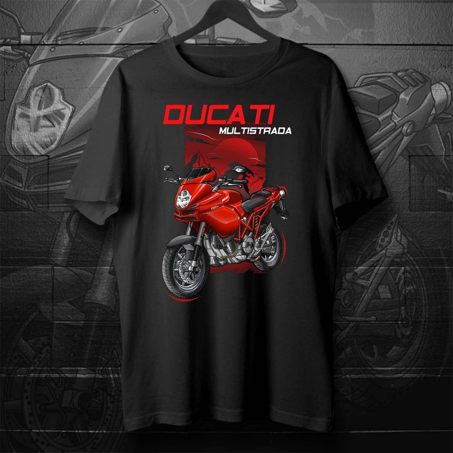 Ducati Multistrada 1000 DS Red on T-shirt, Motorcycle Tee for Riders