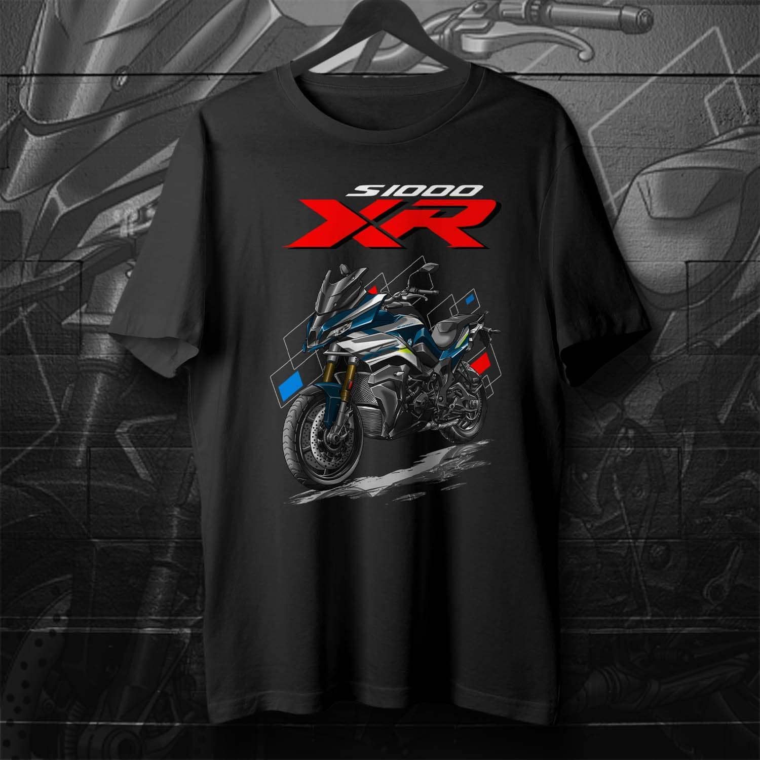 BMW S1000XR 2024 Gravity Blue Metallic on T-shirt, Motorcycle Tee for Riders