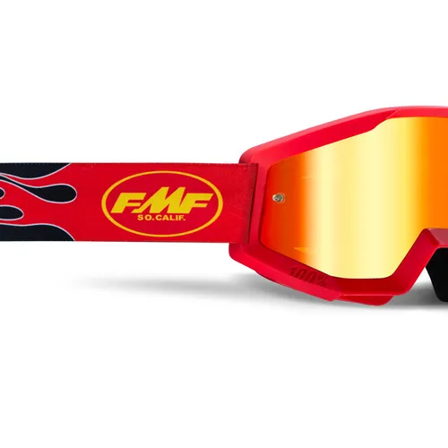 FMF Youth Flame Vision Powercore Goggles - Red Mirror Lens