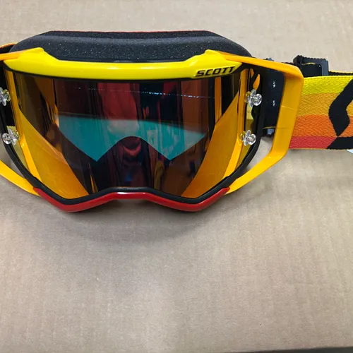 SCOTT Prospect Off-Road Motorcycle Goggles – Orange/Yellow Frame, Orange Chrome Lens, Anti-Fog, Wide Vision For Adults