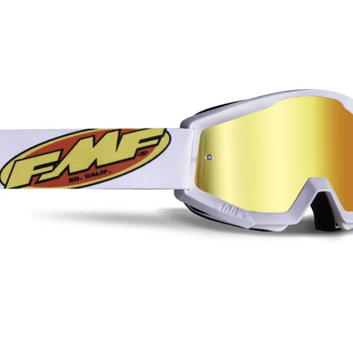 FMF Youth White Vision Powercore Goggles - Red Mirror Lens