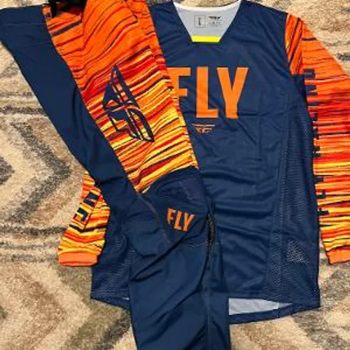 Fly Racing Kinetic Wave Jersey & Pant - Navy/Orange 34/LG