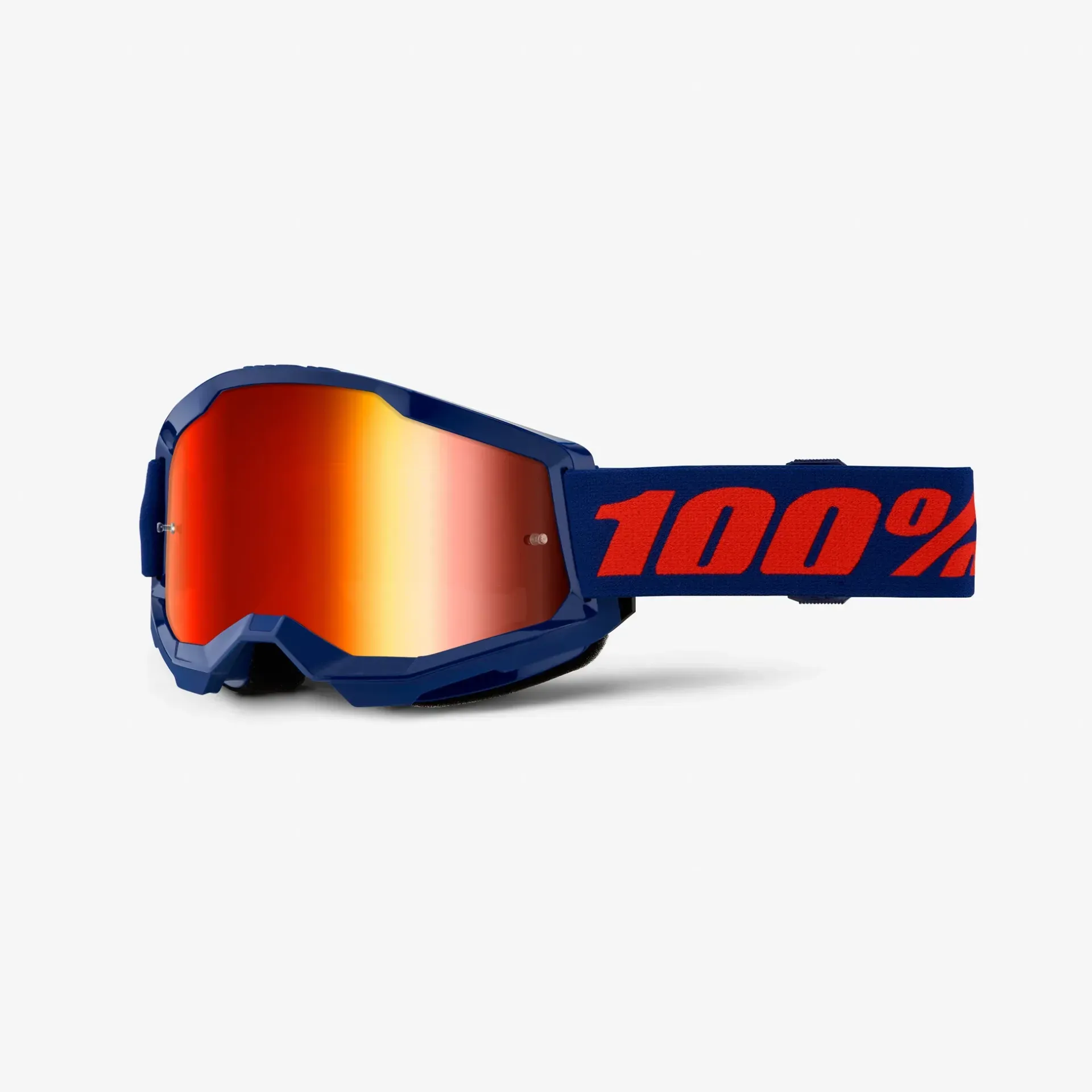 100% Strata 2 MX Adult Goggle - Navy w/Red Mirror Lens