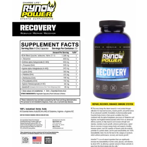 Ryno Power Recovery Capsules - 200 ct. Bottle