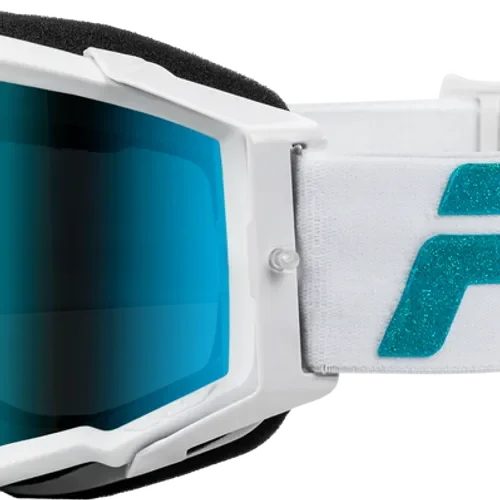 Fly Racing Zone Elite Goggle - White w/Blue Teal Mirror Lens