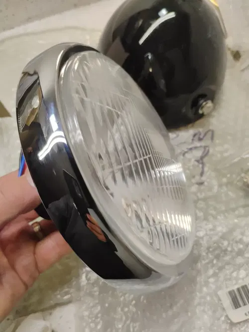 6.5" Bullet Side Mount H4 Halogen Motorcycle Headlight Gloss Black Chrome CB
