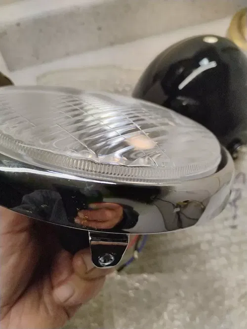 6.5" Bullet Side Mount H4 Halogen Motorcycle Headlight Gloss Black Chrome CB