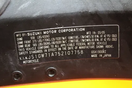04-07 SUZUKI GSXR1300R BUSA STRAIGHT FRAME CHASSIS C 386-334-6729 4 DETAILS