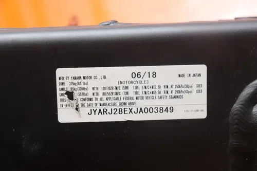 2018 17-20 YAMAHA YZF R6 OEM FRAME CHASSIS C