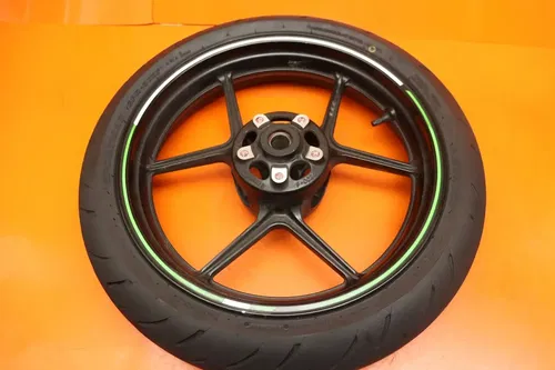 09-12 2011 KAWASAKI NINJA ZX6R STRSAIGHT OEM FRONT WHEEL RIM W TIRE NO DENTS