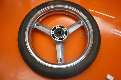 2001-2004 SUZUKI GSXR 1000 CHROME OEM STRAIGHT FRONT WHEEL RIM W TIRE