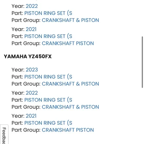 New Piston Ring Set Yz450
B2W-11603-00