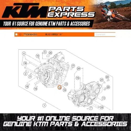 NEW OEM KTM OIL JET CURVED '' 50 '' 350 EXCF XCF SXF XCFW 77830064050