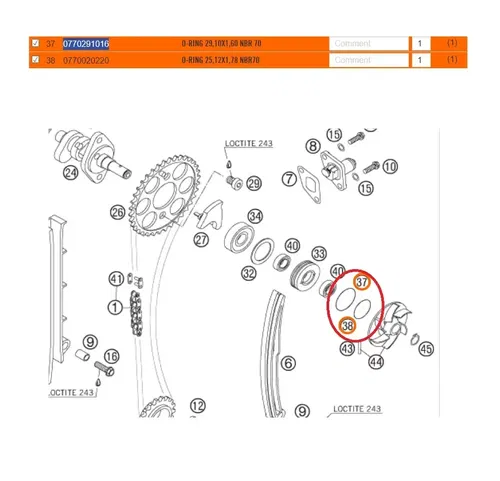 2 NEW KTM TRANSMISSION II O-RINGS 25,12X1,78 NBR70 125 200 250 300 350