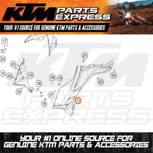 NEW KTM WHITE FUEL TANK SPOILER LEFT W/DECAL 890 ADVENTURE RALLY 63508050000ABD