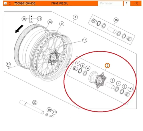 NEW OEM KTM FRONT HUB COMPLETE 690 SMC R 2019 - 2023 7500901004433