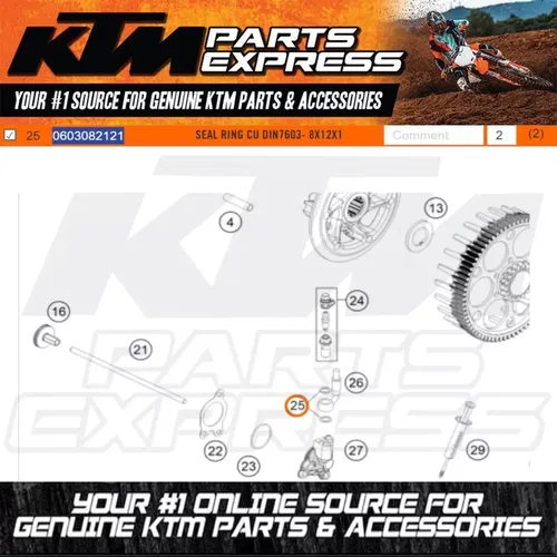 2X NEW KTM CLUTCH PIPE SEAL RINGS CU DIN7603- 8X12X1 SX XC XCF XCW XCFW EXCF SXF
