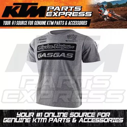 NEW OEM GAS GAS GREY TROY LEE DESIGNS TEAM TEE SIZE SMALL 40% PES  60% COTTON