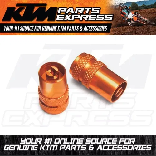 NEW OEM KTM ORANGE ANODIZED VALVE CAP SET 125 150 200 250 350 390 7771097605004