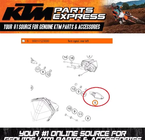 NEW OEM KTM TURN SIGNAL, REAR LEFT 390 ADVENTURE 2020-2024 95814123000