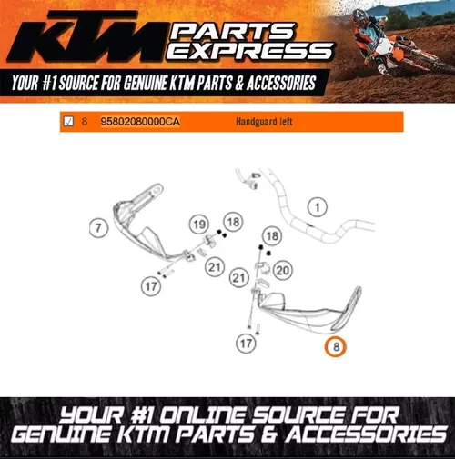 NEW OEM KTM HANDGUARD LEFT 390 ADVENTURE 2020 2021 95802080000CA