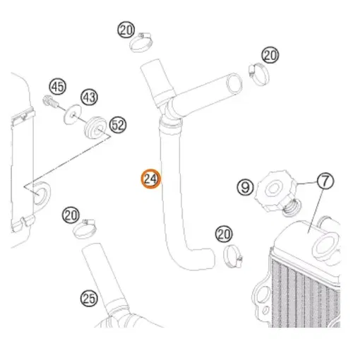NEW OEM KTM RADIATOR HOSE TOP 85 SX 2003-2012 / 105 SX 2004-2011 47035024000