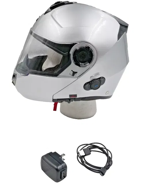 TORC TB27 Modular Helmet w/Blinc Bluetooth Silver Size Large - T27B2324