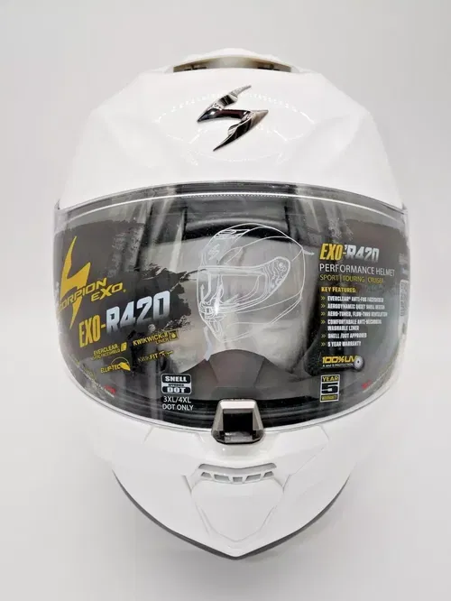 SCORPION EXO-R420 HELMET GLOSS WHITE SIZE MEDIUM - 42-0054