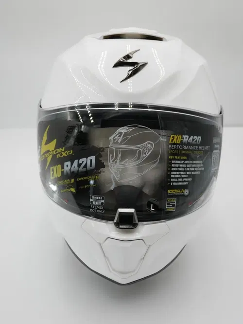 SCORPION EXO-R420 HELMET GLOSS WHITE SIZE LARGE - 42-0055