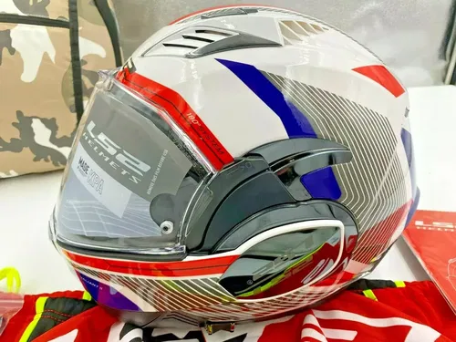 LS2 Valiant II Revo Modular Helmet White/Red/Blue Size  XS - 900-1141