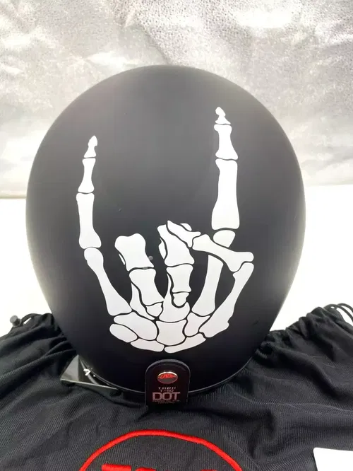 TORC T50 Open Face Motorcycle Helmet Flat Black Bones Medium - T5015BN23