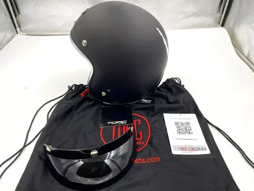 TORC T50 Open Face Motorcycle Helmet Flat Black Bones Medium - T5015BN23