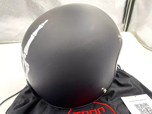 TORC T50 Open Face Motorcycle Helmet Flat Black Bones Medium - T5015BN23
