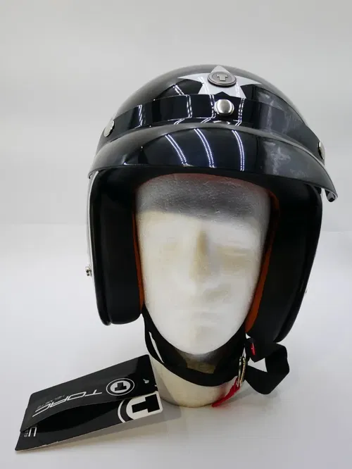 TORCt T-50 3/4 Retro Helmet - Gloss Black Captain - X-Small - T5005CAP21