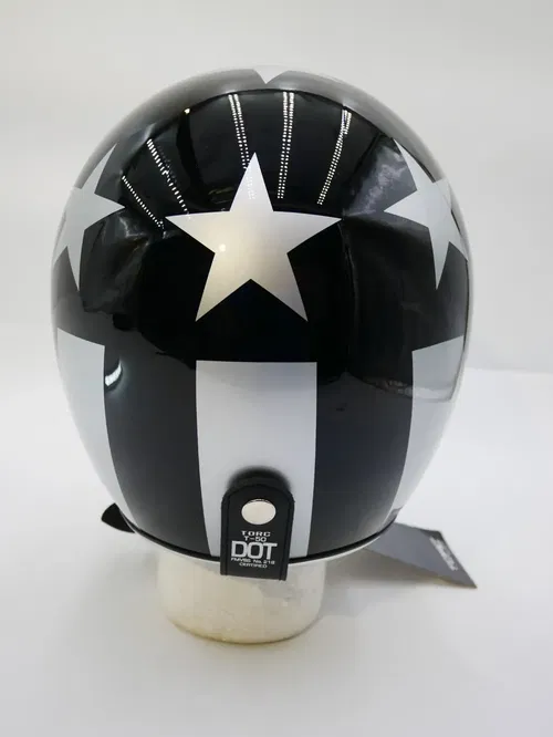 TORCt T-50 3/4 Retro Helmet - Gloss Black Captain - X-Small - T5005CAP21