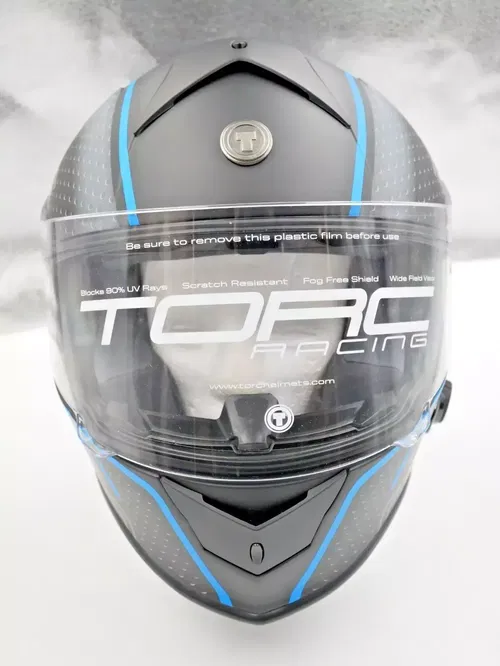 Torc T14B Mako Hellmet w/Integrated Blinc Bluetooth Scramble Blue Size Small