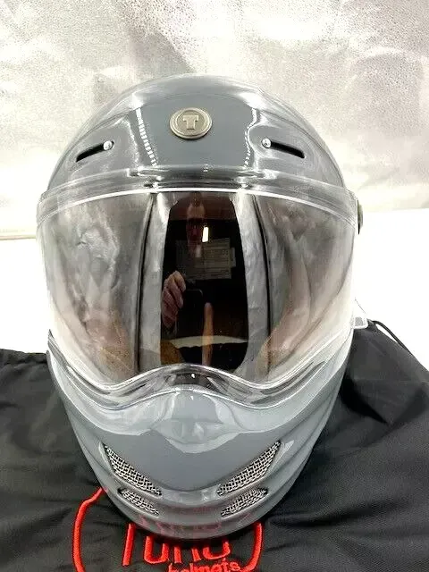 TORC T9 Full Face Retro Motorcycle Helmet Gloss Grey Medium - T908:23