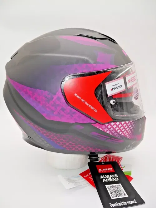 LS2 Helmets Stream Lux Helmet Matte Black/Pink Size Medium - 328-1523