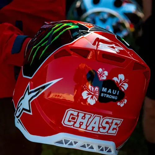 Chase Sexton's Signed Race Worn Custom Painted Maui Strong Helmet