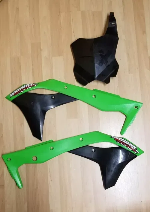 Acerbis Plastic Radiator Shrouds Number Plate 17 18 Green Black Kawasaki KX250F