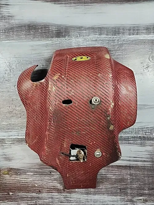 P3 Skid Plate Carbon Fiber Red P/N 307061 Yamaha YZ250 2006 - 2025 YZ250X WR