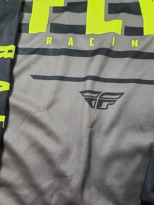 Fly Racing Kinetic Motocross Dirt Bike Jersey Large L Men's Gray Black Hi Viz
