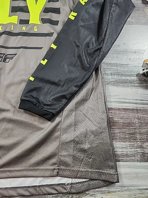 Fly Racing Kinetic Motocross Dirt Bike Jersey Large L Men's Gray Black Hi Viz