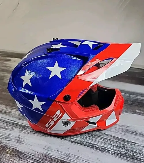 LS2 Gate Helmet Youth Large Red White Blue Flag American Moto Offroad