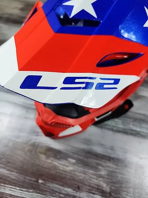 LS2 Gate Helmet Youth Large Red White Blue Flag American Moto Offroad