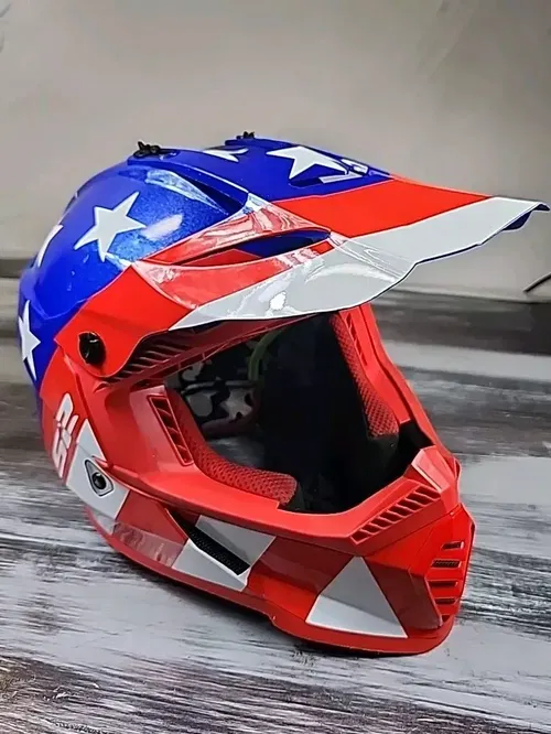 LS2 Gate Helmet Youth Large Red White Blue Flag American Moto Offroad