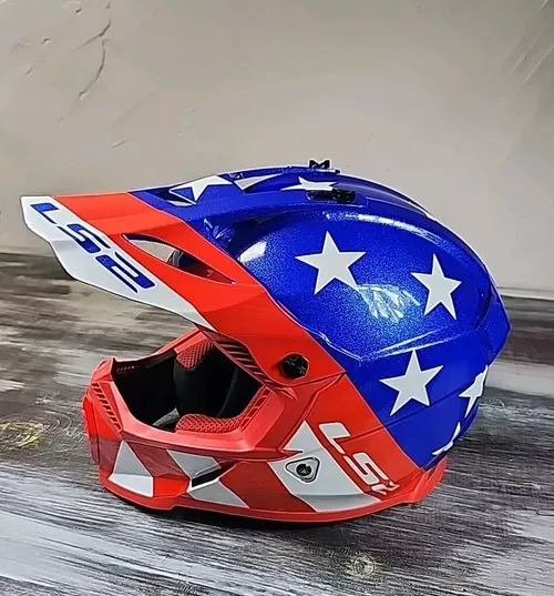 LS2 Gate Helmet Youth Large Red White Blue Flag American Moto Offroad