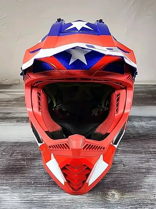 LS2 Gate Helmet Youth Large Red White Blue Flag American Moto Offroad