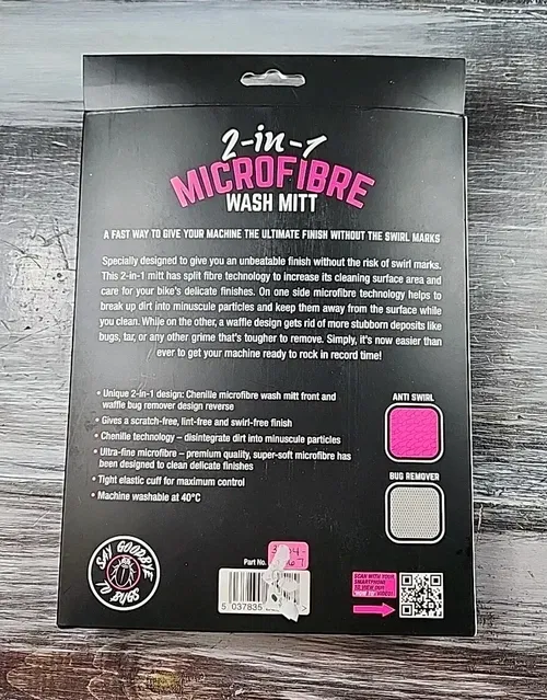 Muc-Off 2-In-1 Microfibre Wash Mitt 20411 Motorcycle Dirt Bike Clean